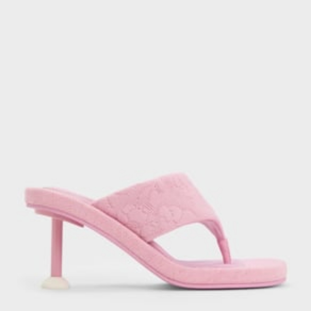 Noemi Knitted Spool Heel Sandals - Pink SIZE 39
